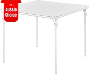 Folding Vinyl Table Portable Dining Party Table Indoor Outdoor White - Picture 1 of 12