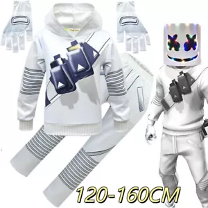 Fortnite DJ Marshmello Kids Cosplay Costume Outfit Full Suit Party Halloween - Picture 1 of 12