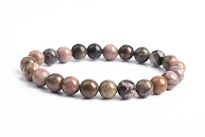 8MM Rhodonite Bracelet Grade AAA Genuine Natural Round Gemstone Beads 7" - Picture 1 of 4