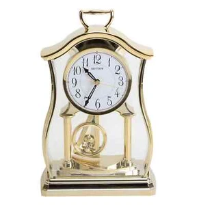 Rhythm Decorative Gold Mantel Clock with Swinging Pendulum CRP611WR18 - Picture 1 of 1