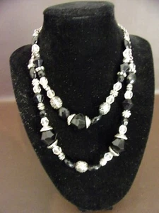 Double Strand Silver Tone Necklace Beaded By Premier Designs - Picture 1 of 4