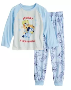 New w/tags 2-Piece Bluey Pajama Set Merry Everything Unisex Boy Girl Size 4 6 8 - Picture 1 of 3