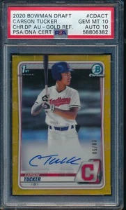 PSA 10/10 CARSON TUCKER AUTO 2020 Bowman Chrome GOLD REFRACTOR #/50 RC GEM MINT - Picture 1 of 1
