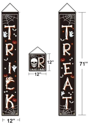 Letrero de porche de Halloween de 3 piezas de truco o trato al aire libre interior colgante nuevo Foto 1 de 4