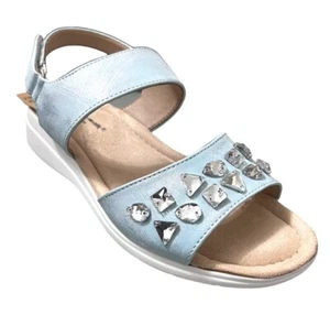 Cushion Walk Pale Blue Shimmer Jewelled Sandals - Size 7 - Picture 1 of 4