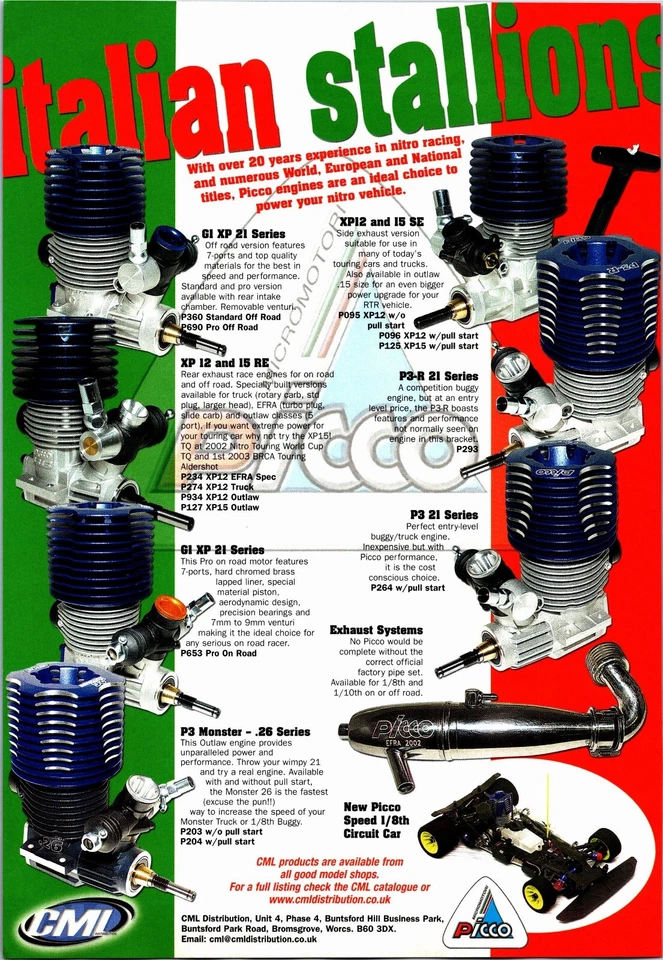 Picco Motores RC Serie XP P3 Impresión Anuncio Arte de Pared Decoración Semental Italiano Foto 1 de 1