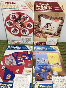 Lot of 4 Plaid Purr-fect Patterns for Punch Embroidery Iron On Designs Pets Xmas - Picture 1 of 7