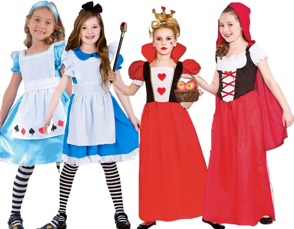 Girls Storybook Costumes Childrens Book Day Alice Riding Hood Fancy Dress Outfit - Image 1 of 4