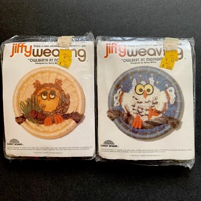 Vintage Jiffy Weaving Owlbert at Midnight and Owlberta at Noon Owl Crafting Kits - Image 1 of 4