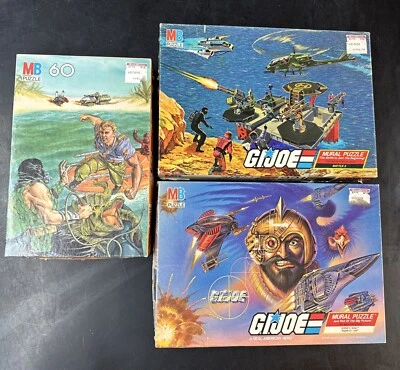 GI Joe винтажный 1988 фреска головоломка лот из 3 полный 221 штук Milton Bradley - Изображение 1 из 4