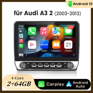Carplay Android 13 Autoradio Für AUDI A3 8P 03-2013 GPS Nav WIFI BT FM SWC 2+64G - Bild 1 von 17