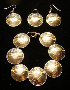 ORECCHINI BRACCIALE NAVE GALEA di Israele Israeliano 10 Sheqel Sheqalim monete GIOIELLI - Foto 1 di 1
