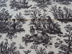 Waverly Country Life Country Weekend 29"" x 58"" L schwarz/elfenbeinfarben WC Stoff NEU - Bild 1 von 4