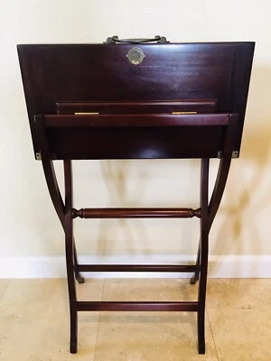 Vintage Folding Travel Mahogany Coaching Table 4th Bombay Calvary Polo Club - Image 1 of 4