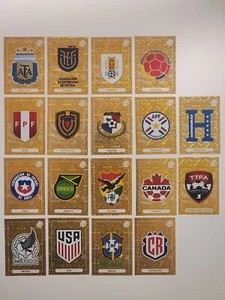 2024 Panini Copa America Teams Complete SET 18 Stickers Gold Foil Emblem Logo - Picture 1 of 1