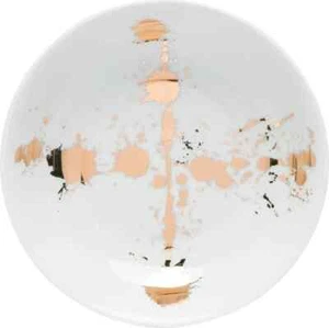 Jonathan Adler 1948 handbemalte weiße & goldene Spritzer Porzellansuppenschüssel - Bild 1 von 3