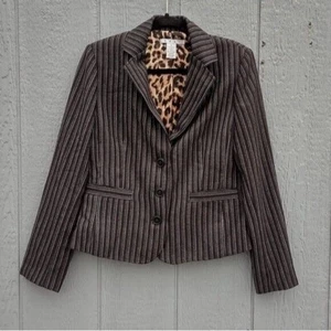Cabi Joey Pinstripe Blazer Sz 6 Black Gray Business Goth Career Dark Academia - Picture 1 of 9
