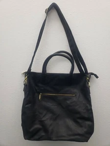 H&M Black Tote Bag Purse Handles and Shoulder Strap Zip Closure - Picture 1 of 5