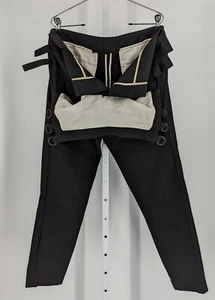 Pantalones delantales Helmut Lang vintage Y2K negros con correa de lona chino 35" 48 ES - Imagen 1 de 5