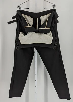 Helmut Lang Vintage Y2K Black Chino Canvas Strap D Ring Apron Pants 35" 48 IT - Image 1 of 4