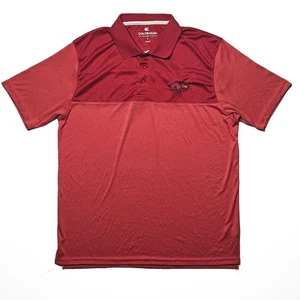 Arkansas Razorbacks Colosseum Red Short Sleeve Polo Shirt Mens Size Large - Picture 1 of 6