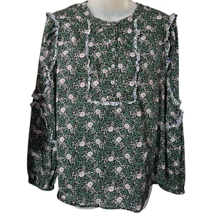 J Crew Damen Medium Liberty Stoff Blumen Rüschen Top Bluse Cottagecore - Bild 1 von 10
