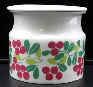 Vintage Arabia Finland Pomona Puolukka Lignonberry Jam Jar w/ Lid MCM, Sugar Jar - Picture 1 of 21