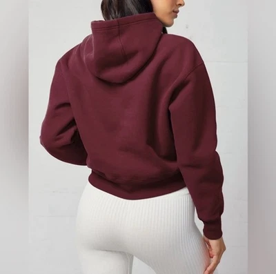 Xersion Cropped Sweatshirt for Women | Burgundy Maroon Pullover Hoodie | Size 1X - Image 1 of 4