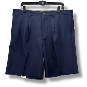 IZOD Main Floor Navy Pleated Dress Shorts Wicking No Iron Size W38 & 9.5 Inseam - Picture 1 of 6