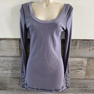 Free People Moto Polsino Top Termico Viola Taglia Medium (S1) - Foto 1 di 10
