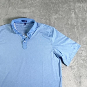 Stitch Golf Poloshirt Hellblau Geometrisches Muster Kurzarm Herren M L - Bild 1 von 10