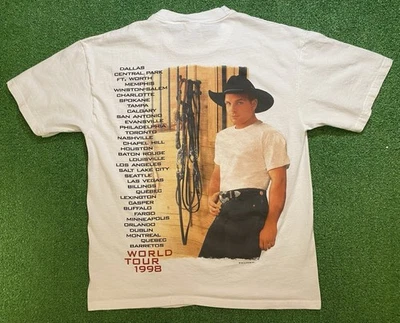 Camiseta Garth Brooks De Colección Años 90 Para Hombre Grande Gira Musical Blanca Doble Cara De Colección Foto 1 de 4