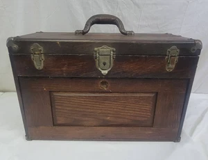 Cassettiera porta attrezzi vintage antica artigianale 7 cassetti legno macchinista - Foto 1 di 16