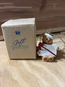 Avon Gift Collection Holiday Wishes Package Topper Ornament Teddy Bear W Box - Picture 1 of 6