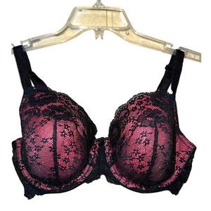 Sujetador 36DD Vintage Victoria's Secret Sexy Encaje Negro Rosa Con Aros Y2K Capricho - Imagen 1 de 6