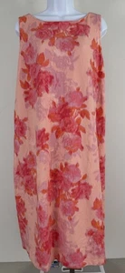 ISAAC MIZRAHI LIVE Pink/Orange Floral Print Jersey Sleeveless Shift Dress Sz XL - Picture 1 of 4