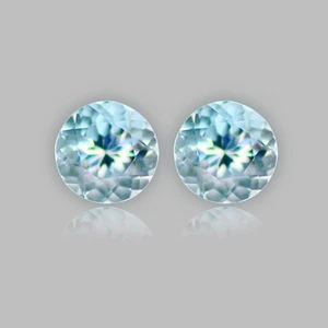 1.90 Ct [2 Pcs Pair] AAA Perfect Round 6.2 MM 100% Natural Swiss Blue Topaz !!! - Picture 1 of 5
