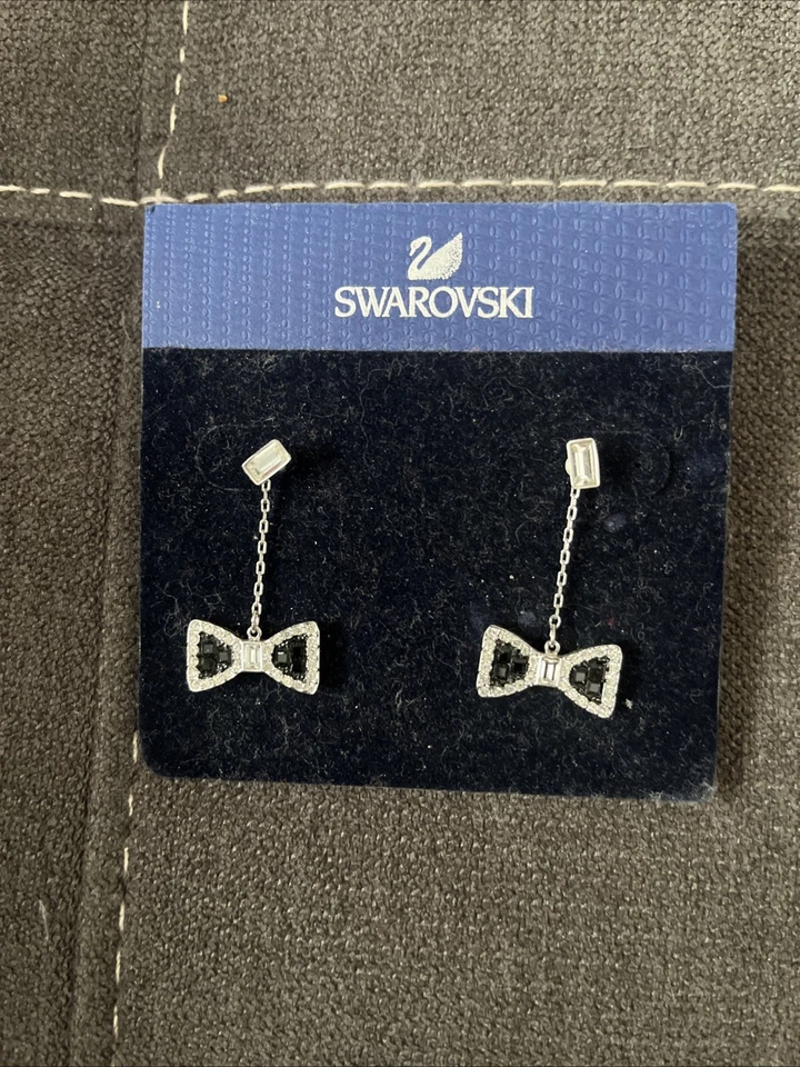 Swarovski Dangling Crystal Bow With Black Gems Worn One Time Only - Image 1 of 3
