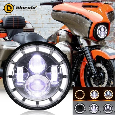 Proyector de faros LED DRL Hi-Lo de 7 pulgadas para Harley Davidson Touring Street Glide Foto 1 de 4