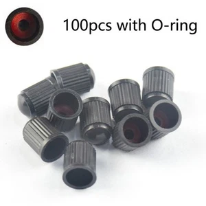 Valve Cap 100pcs/bag Automobile Black Common Dust Cap Modified Plastic - Picture 1 of 7