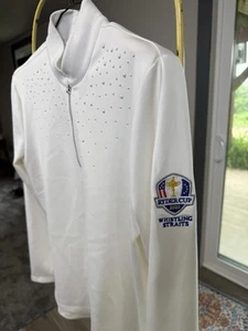 Damen Größe Large weiß 1/4-Reißverschluss Perlen verziert SolarXP 2020 Ryder Cup lang Sl - Bild 1 von 8