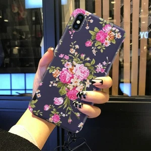 For iPhone 6s Ultra Thin Black Roses Flower Hard Case Cover 8 7 6 Plus XR XS Max - Picture 1 of 14