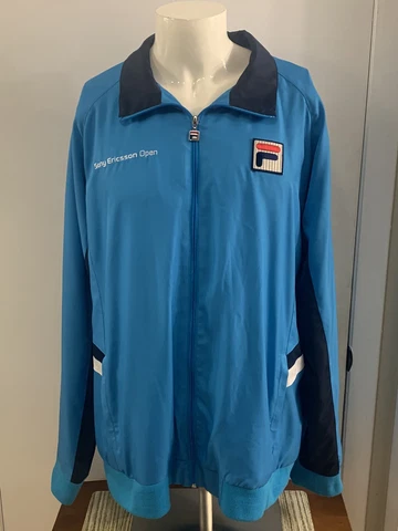 FILA SONY ERICSSON FULLZIP TENNIS WARMUP JACKET BLUE/MULTI MENS 2XL CLEAN VG Cover