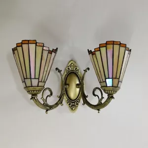 Antique Brass Bell Shade Wall Mount Light Retro Tiffany Wall Sconce for Aisle - Picture 1 of 15