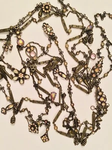 Sorrelli RARE Long 3 Strand Keys Flowers Charms Pastel Crystal Necklace Fabulous - Picture 1 of 7