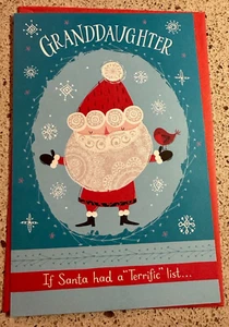 Christmas Holiday Greeting Card "Granddaughter If Santa had a Terrific List" New - Picture 1 of 3