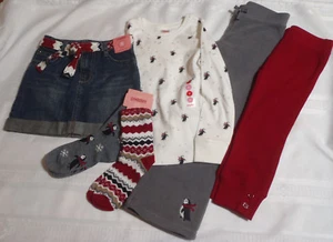 Gymboree Penguin Chalet Size 5 Fleece Pants Shirt 5-7 Socks Skirt Crop Pant Set - Picture 1 of 5