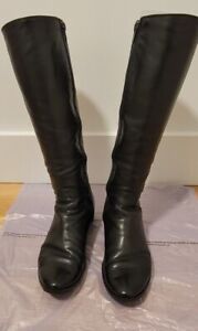 Russell & Bromley UK4 US6 Women's Genuine Leather Black Knee Length Boots USED