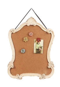Creative Co-Op Framed Corkboard w/Flower Push Pins - Message Bulletin Board -NEW - Picture 1 of 3