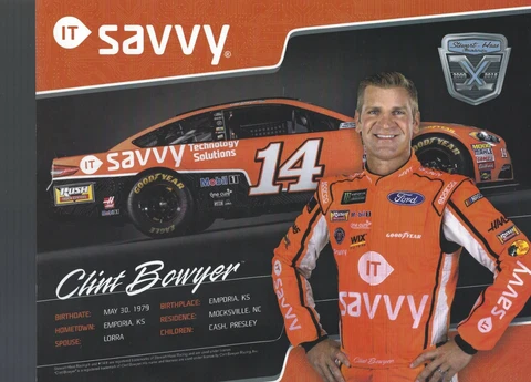 2018 CLINT BOWYER SAVVY STEWART HAAS #14  NASCAR MONSTER ENERGY CUP POSTCARD Cover